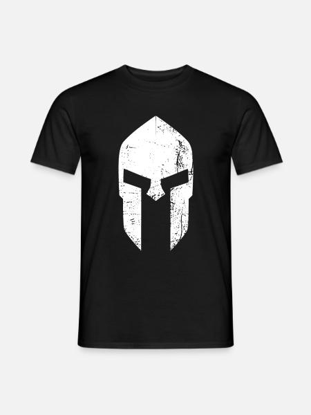 spartan helmet new white - Männer T-Shirt - Schwarz
