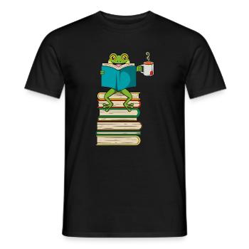 Lustiges Froschbuch lesen und Tee trinken - Männer T-Shirt - Schwarz - Vorne - AI Model Male 178 light (178cm)