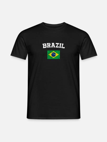 Flag Shirt brasiliano - T-shirt vintage Brasile - Mænd T-shirt - sort
