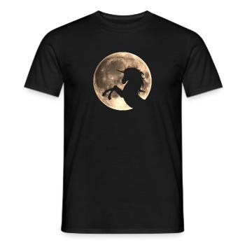 Einhorn, Vollmond , Mond, Magie, Pferd, unicorn, - Männer T-Shirt - Schwarz - Vorne - AI Model Male 178 light (178cm)