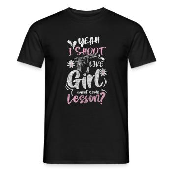 Gun Lover Pistol Sport War - Men's T-Shirt - black - Front - AI Model Male 178 light (178cm)