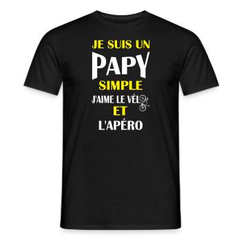 Je suis un papy simple j'aime le vélo et l'apéro - T-shirt homme - noir - Devant - AI Model Male 178 light (178cm)