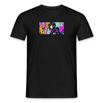 Anime Fille Graffiti - T-shirt homme - noir - Devant - AI Model Male 178 light (178cm)
