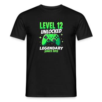 Level 12 Birthday Boy Gamer 12th Birthday - Men's T-Shirt - black - Front - AI Model Male 178 light (178cm)