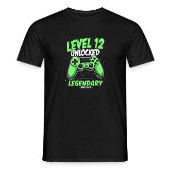 Level 12 Birthday Boy Gamer 12th Birthday - Men's T-Shirt - black - Front - AI Model Male 178 light (178cm)