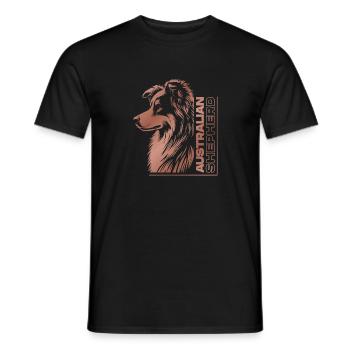 Australian Shepherd Portrait | Aussie's head rose gold - Men's T-Shirt - black - Front - AI Model Male 178 light (178cm)