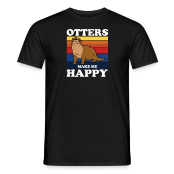 Otters Make Me Happy Lustiger Otter Spruch - Männer T-Shirt - Schwarz - Vorne - AI Model Male 178 light (178cm)
