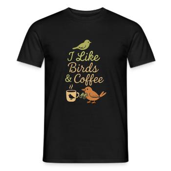 Ich mag Vögel und Kaffee und vielleicht 3 Menschen - Männer T-Shirt - Schwarz - Vorne - AI Model Male 178 light (178cm)
