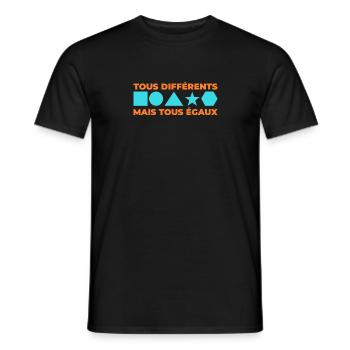 Tous différents mais tous égaux - T-shirt homme - noir - Devant - AI Model Male 178 light (178cm)