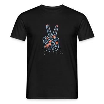 Signes de la main de paix - T-shirt homme - noir - Devant - AI Model Male 178 light (178cm)