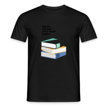 Bücher und Leben - Männer T-Shirt - Schwarz - Vorne - AI Model Male 178 light (178cm)