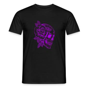 Interessanter Vorschlag: Totenkopf mit Blumenmotiv - Männer T-Shirt - Schwarz - Vorne - AI Model Male 178 light (178cm)