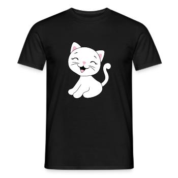 Chaton mignon qui rit - T-shirt homme - noir - Devant - AI Model Male 178 light (178cm)