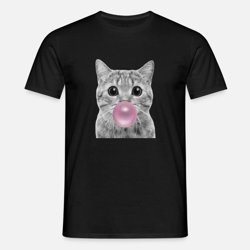 Bubble Katze - Männer T-Shirt - Schwarz