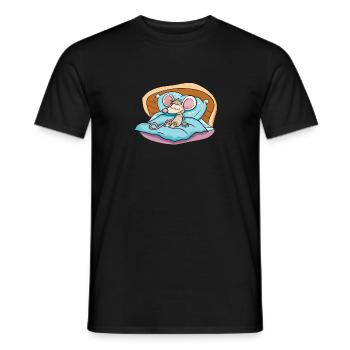 Offizielles Schlafshirt mit einer Maus im Bett - Männer T-Shirt - Schwarz - Vorne - AI Model Male 178 light (178cm)