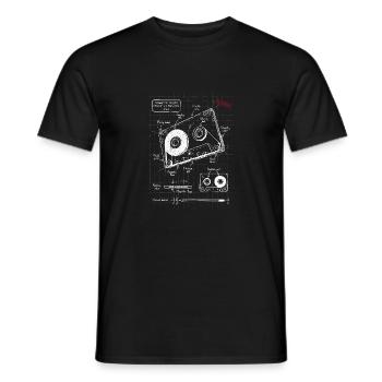 Cassette audio plan - T-shirt homme - noir - Devant - AI Model Male 178 light (178cm)