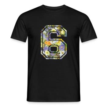 Numero 6 fleur, Équipe Foot, basket université - T-shirt homme - noir - Devant - AI Model Male 178 light (178cm)