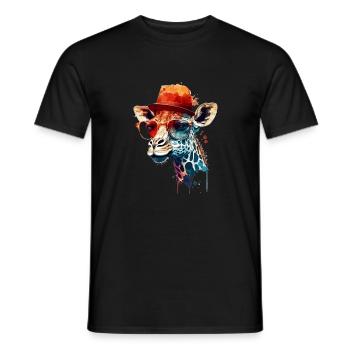 Giraffe as an intelligent mammal with glasses - Men's T-Shirt - black - Front - AI Model Male 178 light (178cm)
