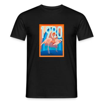 1980 Flamingo - Männer T-Shirt - Schwarz - Vorne - AI Model Male 178 light (178cm)