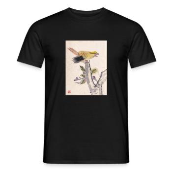 Chinesische Malerei gelber Vogel - Männer T-Shirt - Schwarz - Vorne - AI Model Male 178 light (178cm)