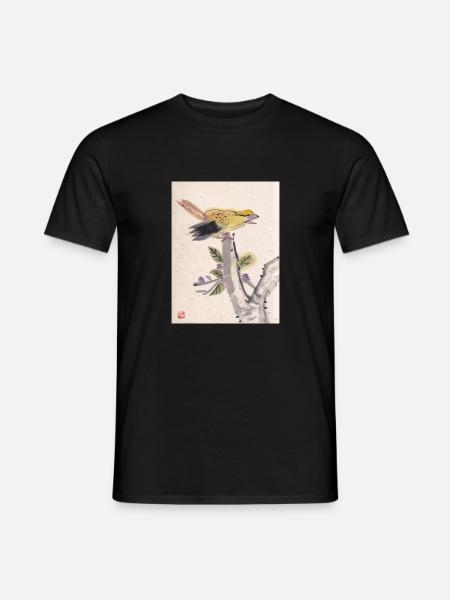 Chinesische Malerei gelber Vogel - Männer T-Shirt - Schwarz
