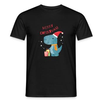 Christmas Dino - Männer T-Shirt - Schwarz - Vorne - AI Model Male 178 light (178cm)