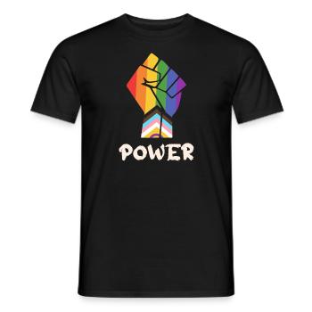 Pride Progress Power Pride Faust für Equality - Männer T-Shirt - Schwarz - Vorne - AI Model Male 178 light (178cm)