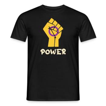 Power Intersex Pride Fist Design for Equality - Men's T-Shirt - black - Front - AI Model Male 178 light (178cm)