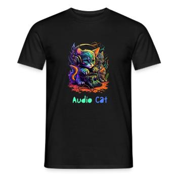 Audio Cat - Männer T-Shirt - Schwarz - Vorne - AI Model Male 178 light (178cm)