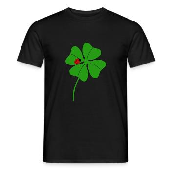 Lucky clover leaf with ladybug - Men's T-Shirt - black - Front - AI Model Male 178 light (178cm)