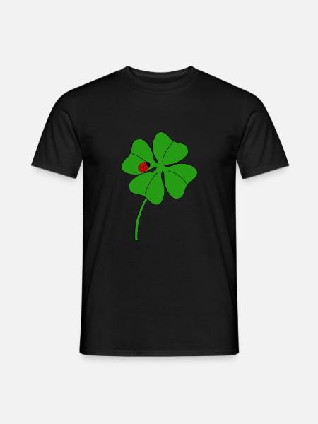 Lucky clover leaf with ladybug - Men's T-Shirt - black