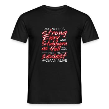 My Wife Is Strong Fiery And Stubborn As Hell Gift - T-shirt homme - noir - Devant - AI Model Male 178 light (178cm)