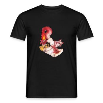 Kitsune mit Kerze japanischer Fuchs Geist Lesen - Männer T-Shirt - Schwarz - Vorne - AI Model Male 178 light (178cm)