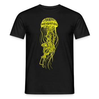 Jellyfish Medusa | Jellyfish Line Art Monochromatic - Men's T-Shirt - black - Front - AI Model Male 178 light (178cm)