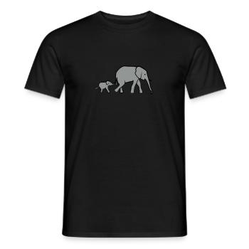 Elephant mother and baby - Men's T-Shirt - black - Front - AI Model Male 178 light (178cm)
