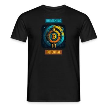 Bitcoin Unlocking Potential - Men's T-Shirt - black - Front - AI Model Male 178 light (178cm)
