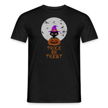 Halloween Trick or Treat Katze Kürbis Hexenhut - Männer T-Shirt - Schwarz - Vorne - AI Model Male 178 light (178cm)