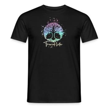 ,arbre de vie,arbre,arbre de vie,pastel - T-shirt homme - noir - Devant - AI Model Male 178 light (178cm)