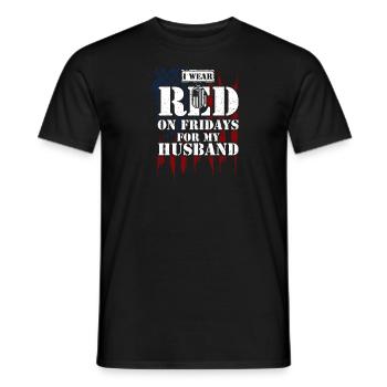 I Wear RED On Fridays For My Hus... - Men's T-Shirt - black - Front - AI Model Male 178 light (178cm)