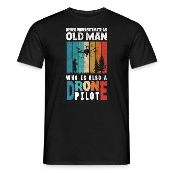 Never Underestimate an Old Man who is also a - Men's T-Shirt - black - Front - AI Model Male 178 light (178cm)
