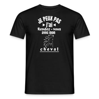 Je peux pas j'ai rendez-vous avec mon cheval - T-shirt homme - noir - Devant - AI Model Male 178 light (178cm)