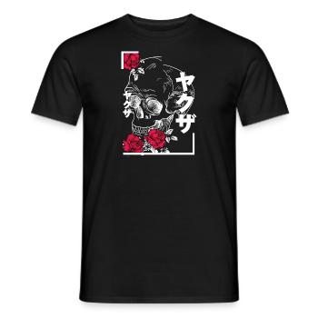 JAPAN ROSES I SKULL I JAPANISCHE SCHRIFT - Männer T-Shirt - Schwarz - Vorne - AI Model Male 178 light (178cm)