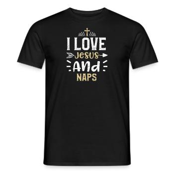 J’aime Jésus et les siestes - Jésus - T-shirt homme - noir - Devant - AI Model Male 178 light (178cm)