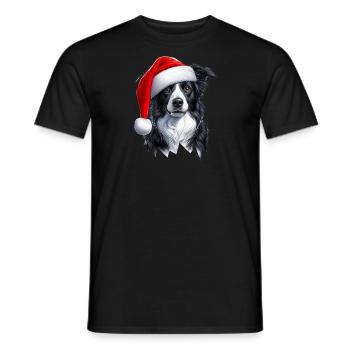 Père Noël Border Collie - T-shirt homme - noir - Devant - AI Model Male 178 light (178cm)