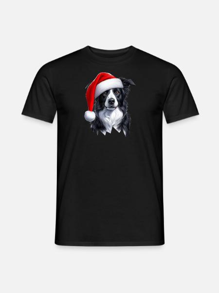 Border Collie Santa Clause - Men's T-Shirt - black