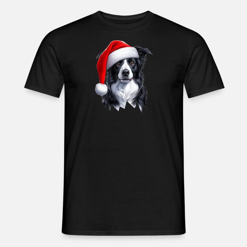 Border Collie Weihnachtsmann - Männer T-Shirt - Schwarz