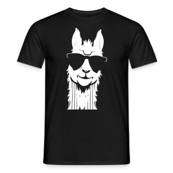 Drôle d’alpaga portant des lunettes de soleil cool alpagas - T-shirt homme - noir - Devant - AI Model Male 178 light (178cm)