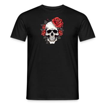 Gothique tête de mort Roses Art de la mode graphique - T-shirt homme - noir - Devant - AI Model Male 178 light (178cm)