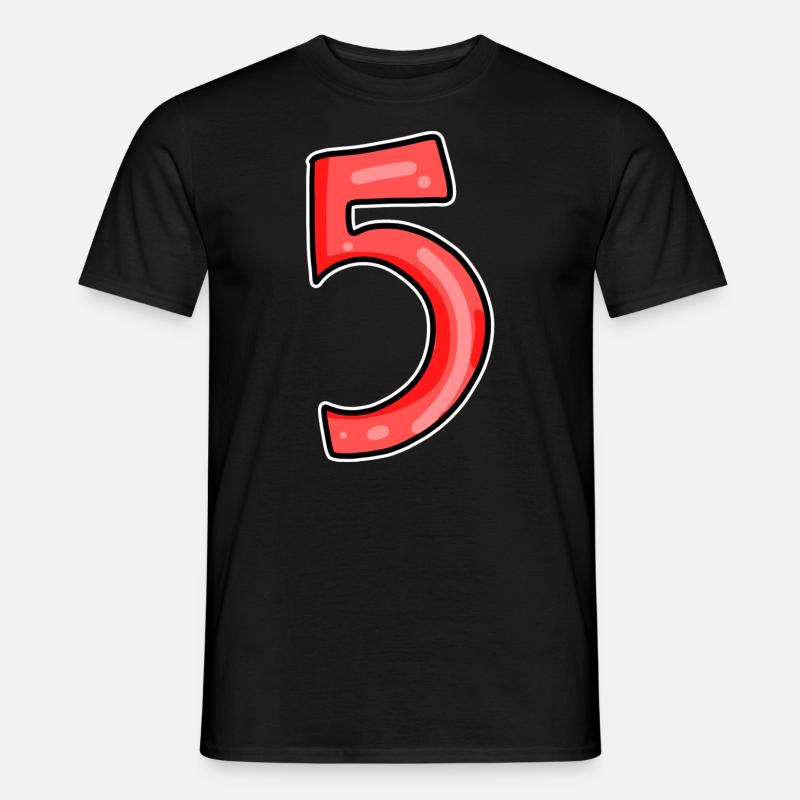 5 rot - Männer T-Shirt - Schwarz