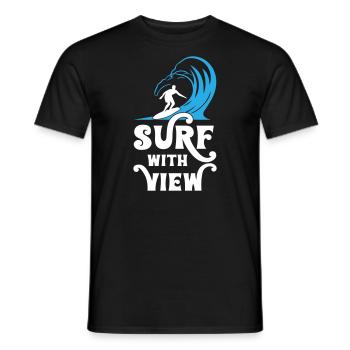 Surfing with View - Men's T-Shirt - black - Front - AI Model Male 178 light (178cm)